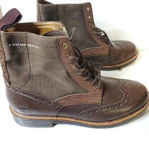EUC, G-STAR RAW Patton Dark Brown Oxford Wingtip Leather Boots Men’s Size 11